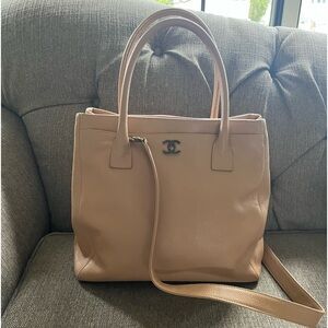 Chanel Beige Caviar Leather Small Shopping North/South Tote Bag